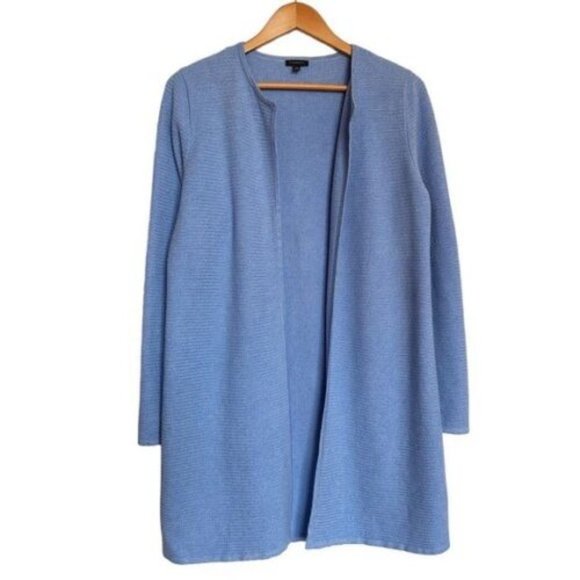 Talbots Textured Knit Open Sweater Jacket Cardigan Light Blue 2XPetite NWT - Picture 2 of 9